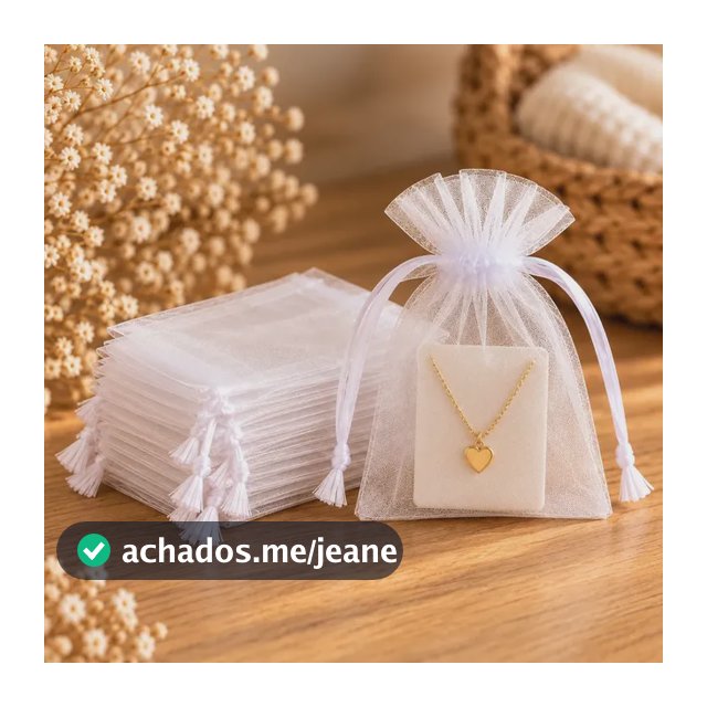 Kit 100 Saquinho Saco Organza 7x9 Branco Lembrancinha Joia Branco Liso