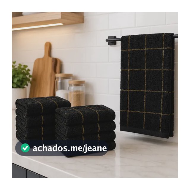 Kit 5 Pano De Prato Grande Preto Xadrez Algodão Laune Haus Preto Xadrez Minimalista Moderno
