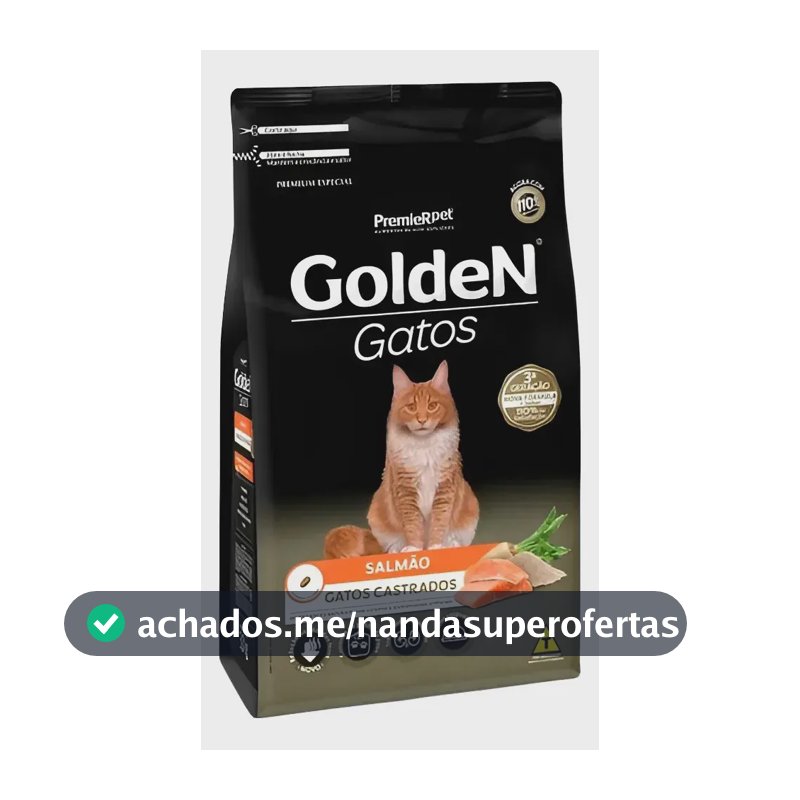 Ração Golden Gatos Adultos Castrados Sabor Salmão 3kg