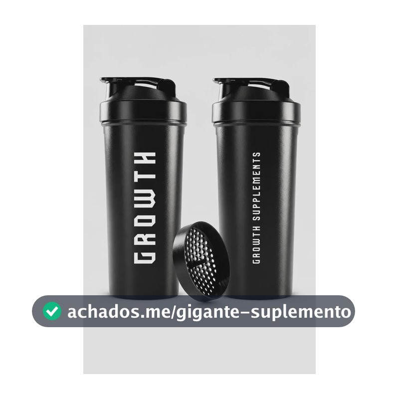Coqueteleira Shaker Academia 600ml Growth Supplements Preto