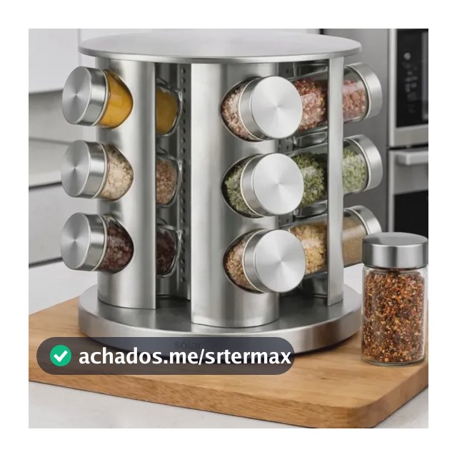 Porta Tempero Condimentos Giratório 12 Potes Inox Luxo Prata