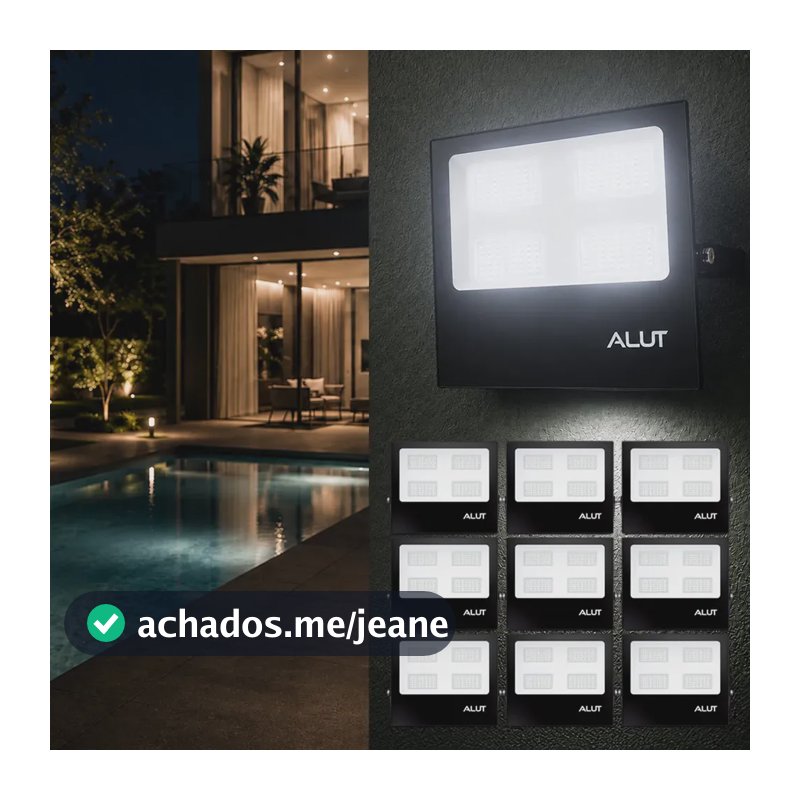 Kit 10 Refletor Led Slim Externo 200w 6500k Branco Frio Ip66 110v/220v Bivolt Preto Cod: ALUT000702-10 Alut By Avant