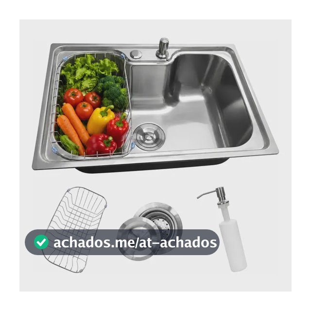 Pia Cuba Cozinha Gourmet Aço Inox 60x42 Com Acessórios Prateado
