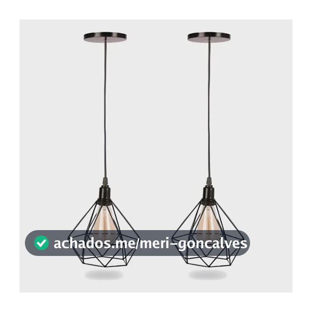Kit 2 Pendentes Luminaria Diamante Aramado Cabo Regulavél 127/220v Preto