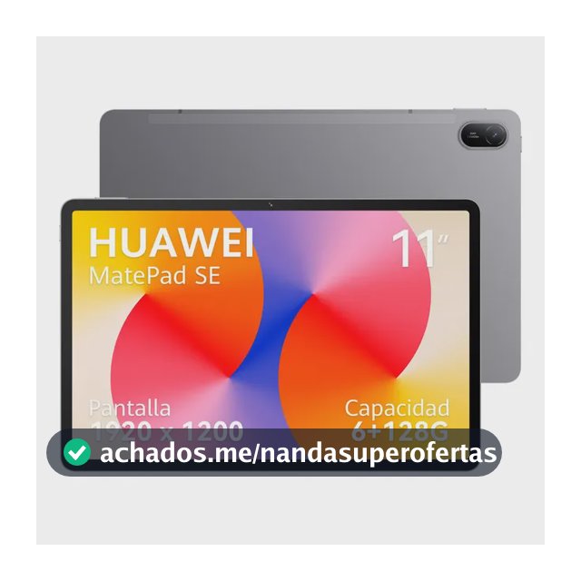 Tablet HUAWEI MatePad SE 11 Wifi 6+128GB Tela HUAWEI FullView de 11" para Conforto Visual, Superbateria de 7700 mAh 225W Câmera Traseira 8 MP, Câmera Frontal 5 MP Cinza Nebula