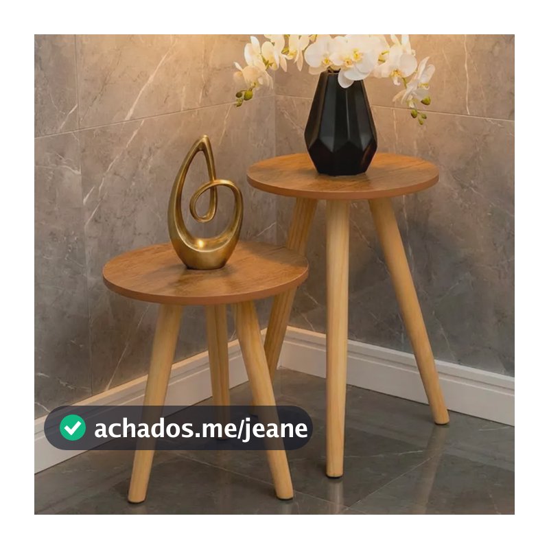 Mesinha De Apoio Pé Palito Mesa Lateral Kit 2 Para Quarto Pintado Nature