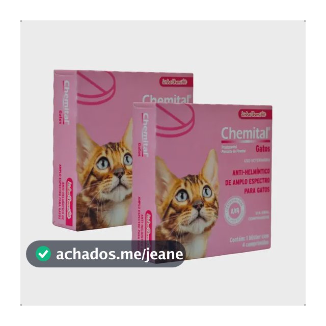 Kit 2 Chemital Vermífugo Gatos 4 Comprimidos - Chemitec