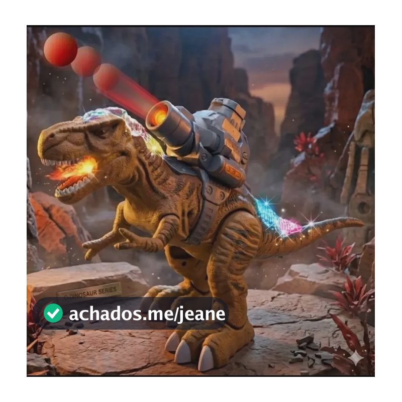 Dinossauro T-rex Brinquedo Atira Emite Luz E Som Anda Marrom