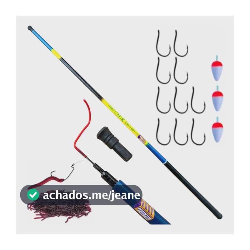 Kit Vara Pesca Telescópica Lambari 1.80 Metros + Acessórios