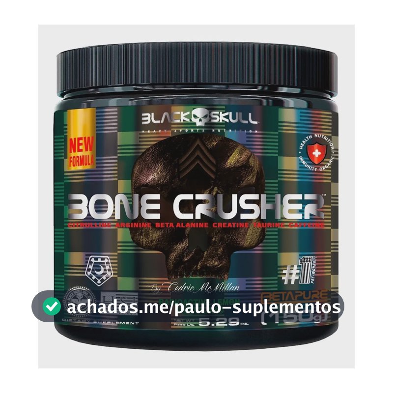 Pré Treino Bone Crusher 150g Limão - Black Skull