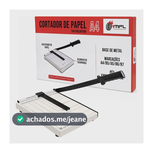 Guilhotina De Papel A4 Em Aço Com Travamento Até 12 Folhas