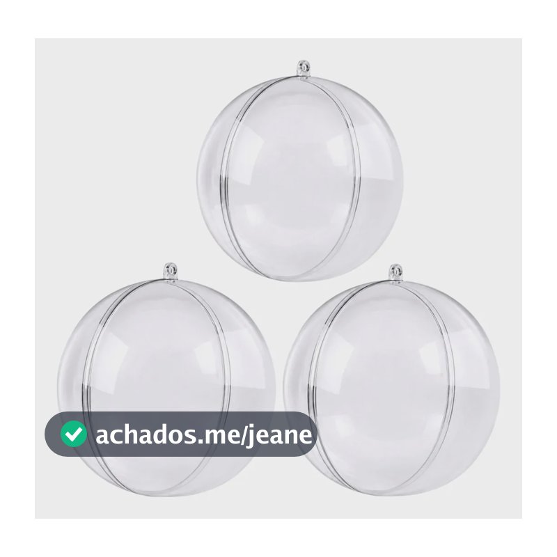 Kit 50 Esfera Acrílica 6,5cm - Natal Transparente