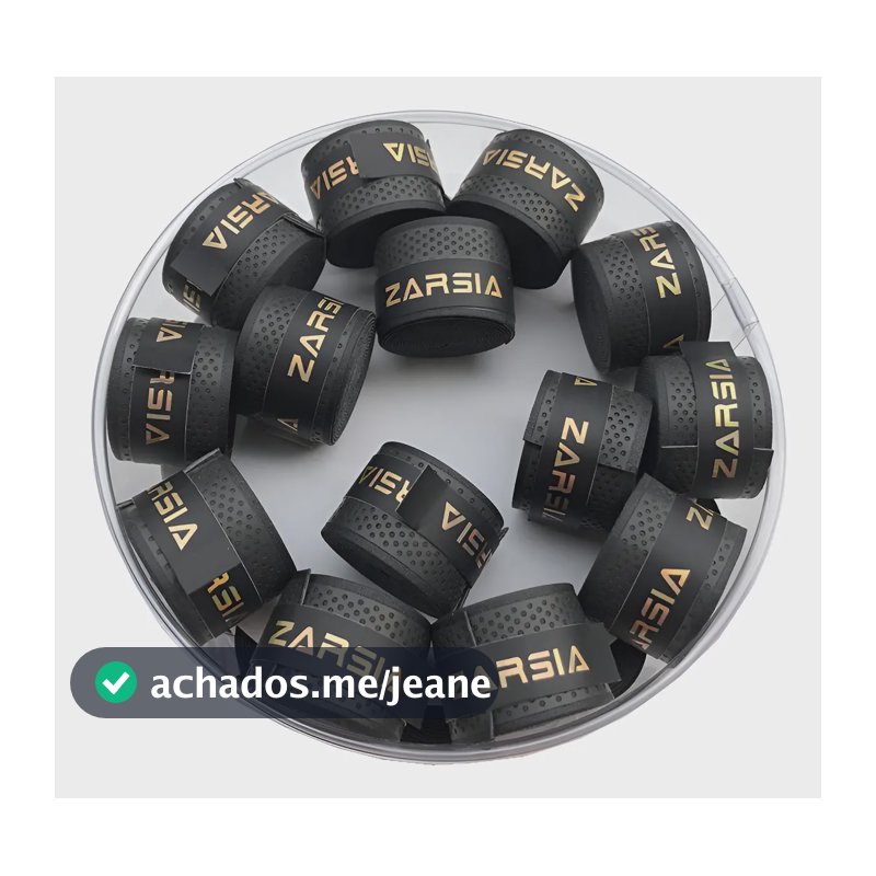 Kit 10 Overgrip Pegajoso Preto Zarsia Fita Grip Raquete Tênis Beach
