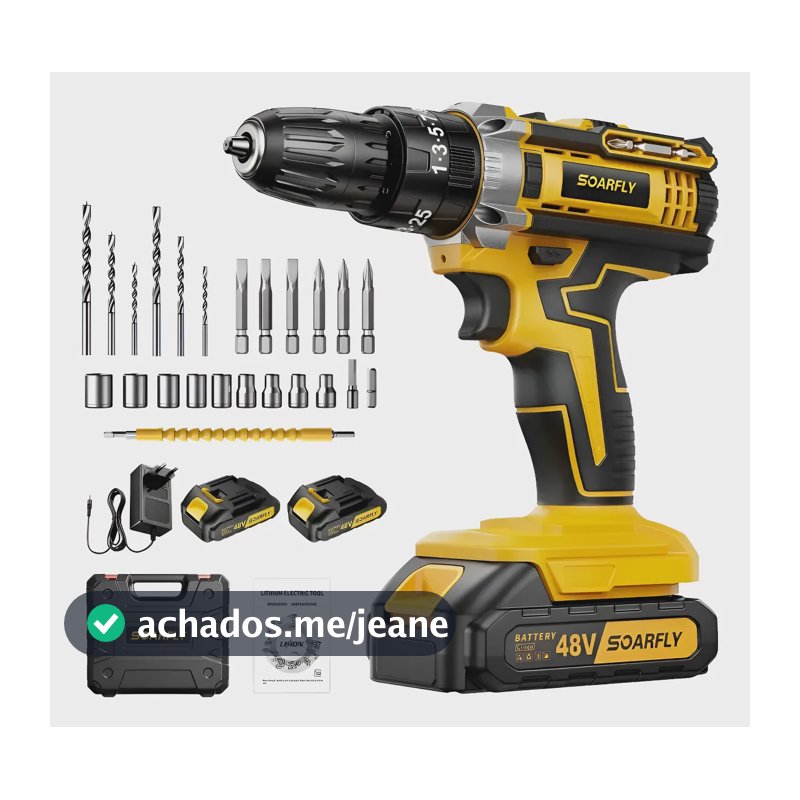 Parafusadeira Furadeira De Impacto Profissional Sem Fio 48v Azul 127/220v 50/60hz