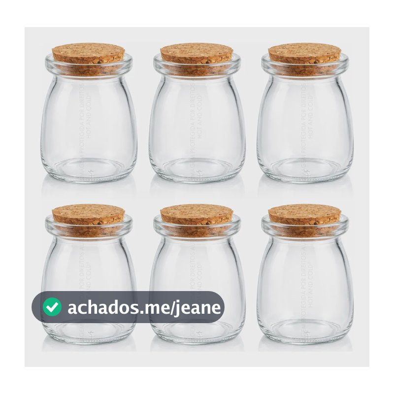 Kit 6 Potes Vidro Tampa Rolha 100ml Tempero Lembrancinha Top Vidro