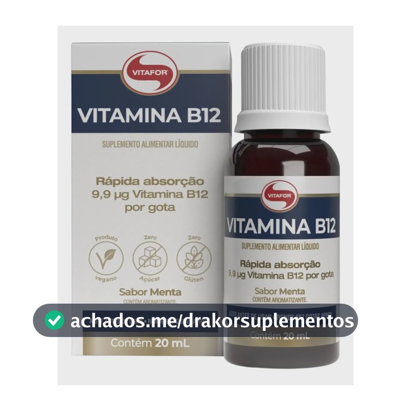 Vitamina B12 Vitafor em Gotas Vitamina B12 - 20ml menta - Vitafor Líquido