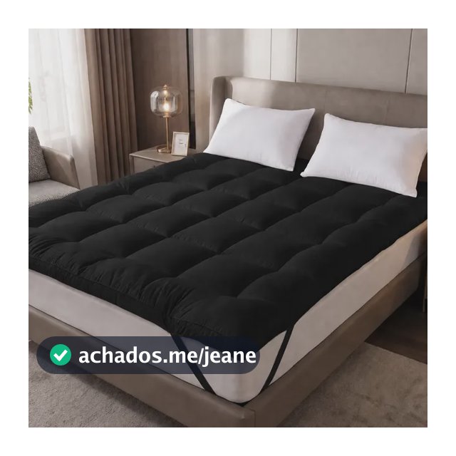 Pillow Top Protetor Colchão Casal 400 Fios Casa Casual Hotel Preto Liso Casal