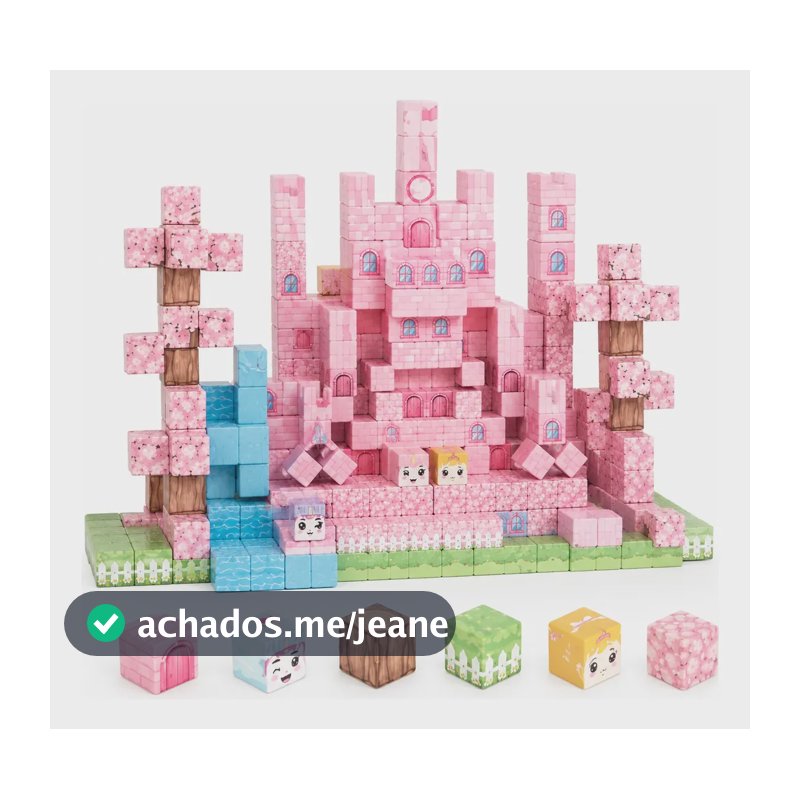 Kit 100 Blocos Magnéticos De Montar Construção Brinquedo 100