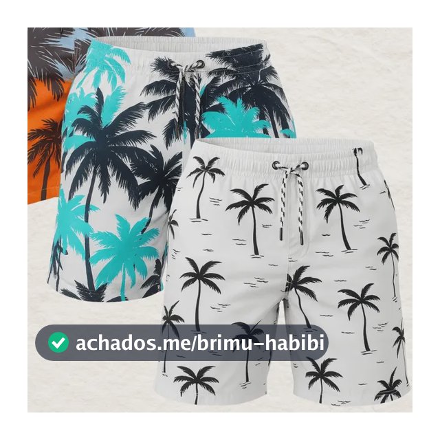Kit 3 Short Masculino Tactel Estampado Bolso Moda Praia 2026