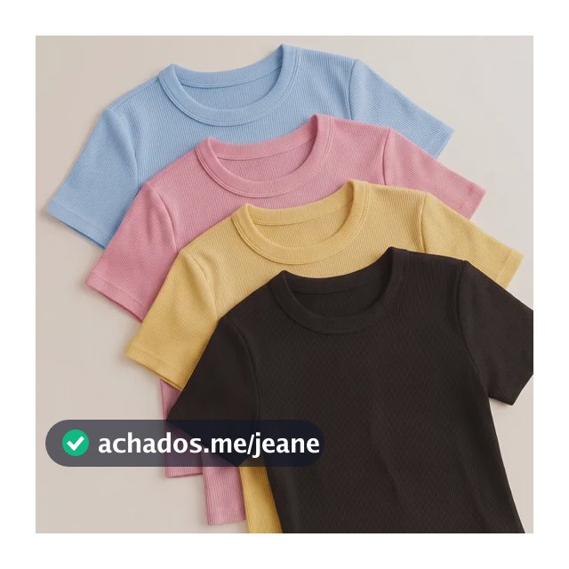 Kit 4 Blusa Feminina Ribana Canelado Estilosa Básica Baby Te Preto/amarelo/rosa/azul Xg