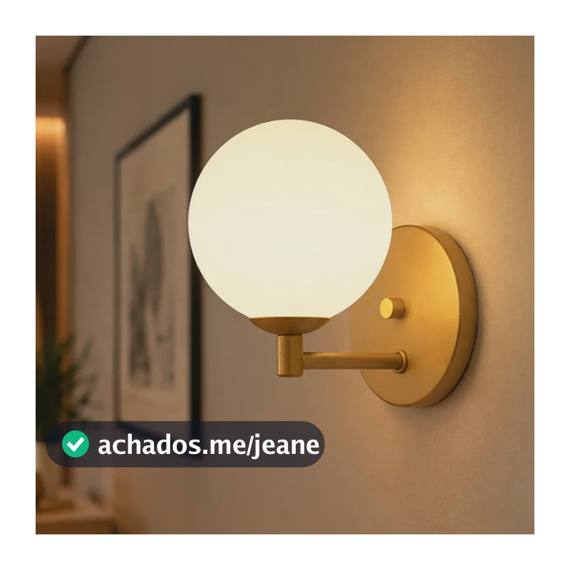 Arandela De Parede Luminária Para Quarto Globo Jabuticaba G9 Bivolt Dourado - Leitoso