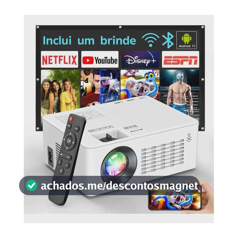 Projetor Profissional Android 4k Portátil 5g Wifi Full Hd