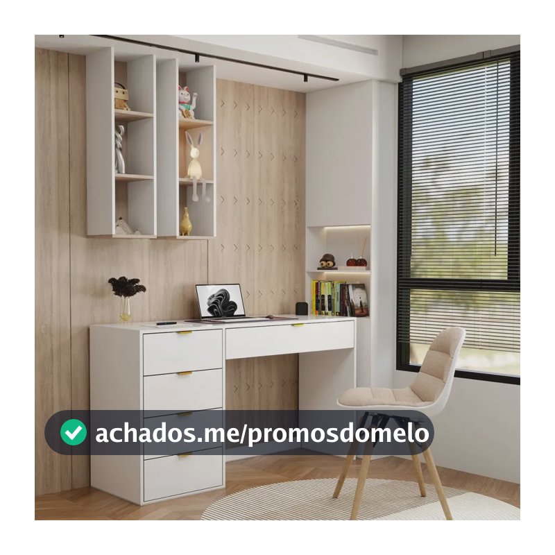 Mesa Escrivaninha Life 5 Gavetas Branco - Panorama Móveis - Branco