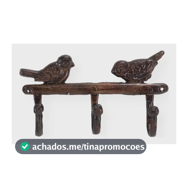 Cabide Aluminio, 3 Ganchos, Formato Pássaros (bcc7) Bronze Escuro