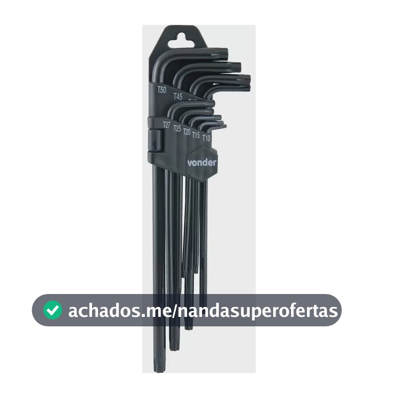 Jogo De Chaves T10 a T50 Longa Hexalobular Torx 9 Peças Vonder