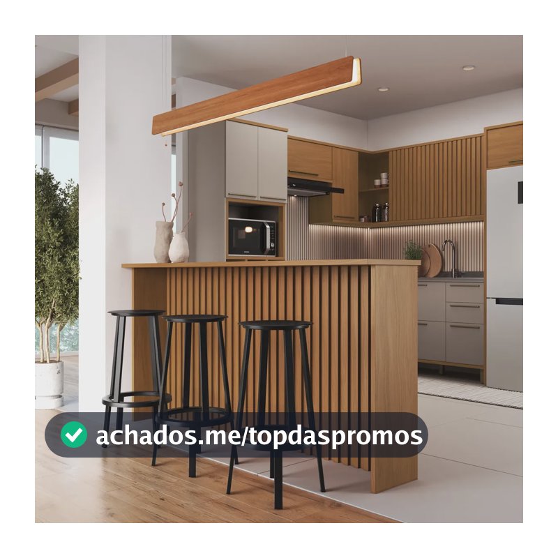 Bancada Ripada Para Cozinha 208cm Cairo Fidelitá Freijó