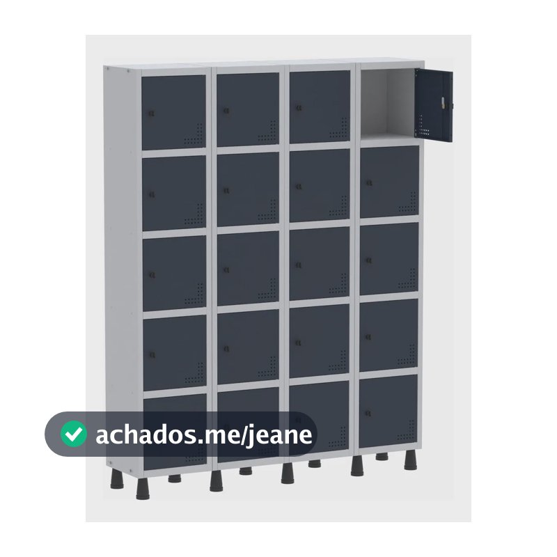 Armário Roupeiro Aço 20 Portas Pandin Móveis Cinza/Azul Para Cadeado