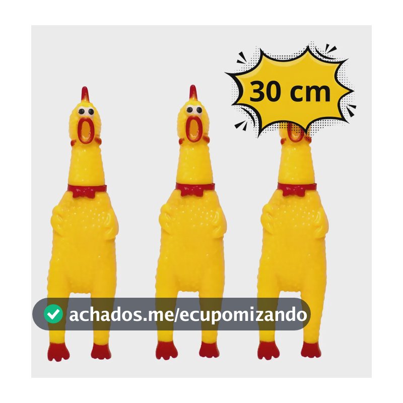 3 Brinquedos Pet Mordedor Frango Galinha De Borracha - 30 Cm