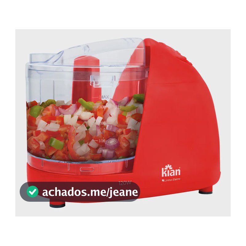 Mini Processador 500ml Lâminas Inox -vermelho 120w Kian -
