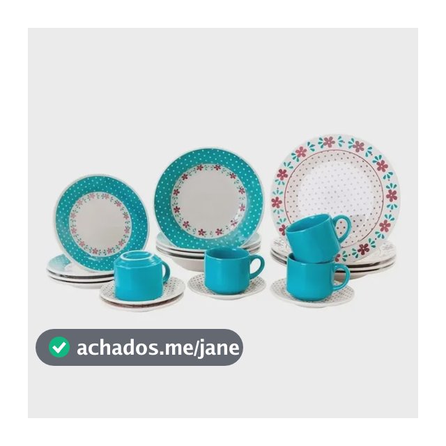 Aparelho De Jantar/chá Biona Oxford Donna Cerâmica 20 Peças Cor Branco/azul