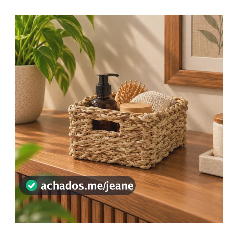 Cesto Palha Decorativo Bandeja Organizadora Fibra Natural Co Cesto Seagrass Com Alça
