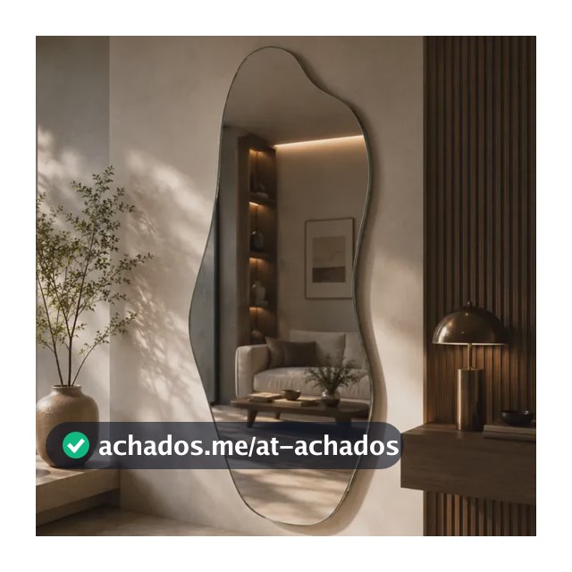 Espelho Mirano Orgânico Madrid 100x40cm Lapidado Design Luxo Suporte