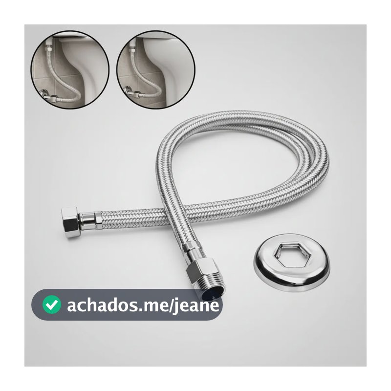 Engate Flexível Mangueira Aço Inox 60cm Banheiro Cozinha Prateado Cromado
