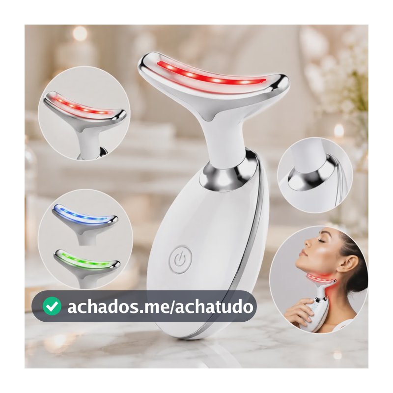 Massageador Facial Lifting Rosto Pescoço Led Vibração Skin Massageador Pescoço 127/220v