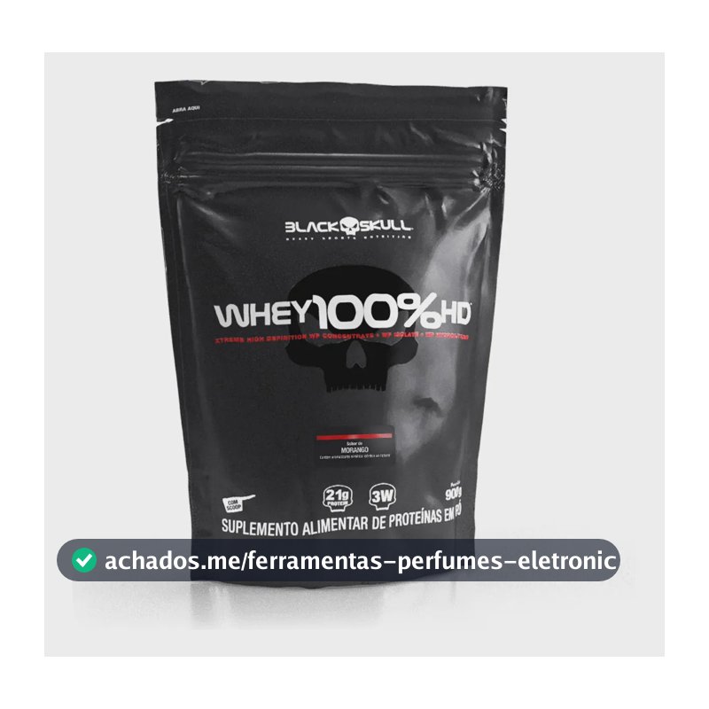 Proteína Black Skull Whey 100% HD em pó sabor Morango x 900g