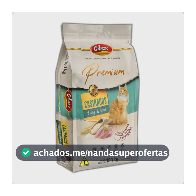Ração Seca para Gatos Castrados Frango Arroz 10,1 Kg Premium Colosso