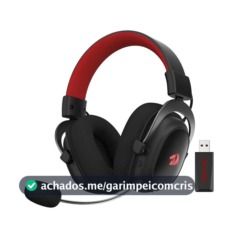 Fones de ouvido para jogos sem fio Redragon H510-PRO H510-PRO pretos com luz LED