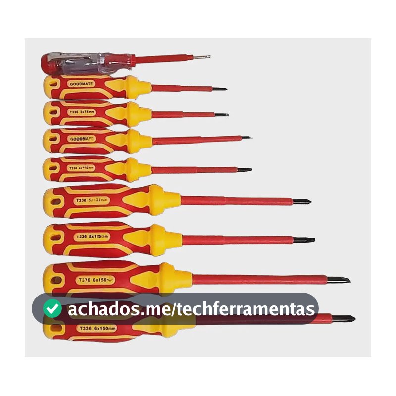 Kit Jogo Chave Isolada Fenda Philips 8 Peças Profissional