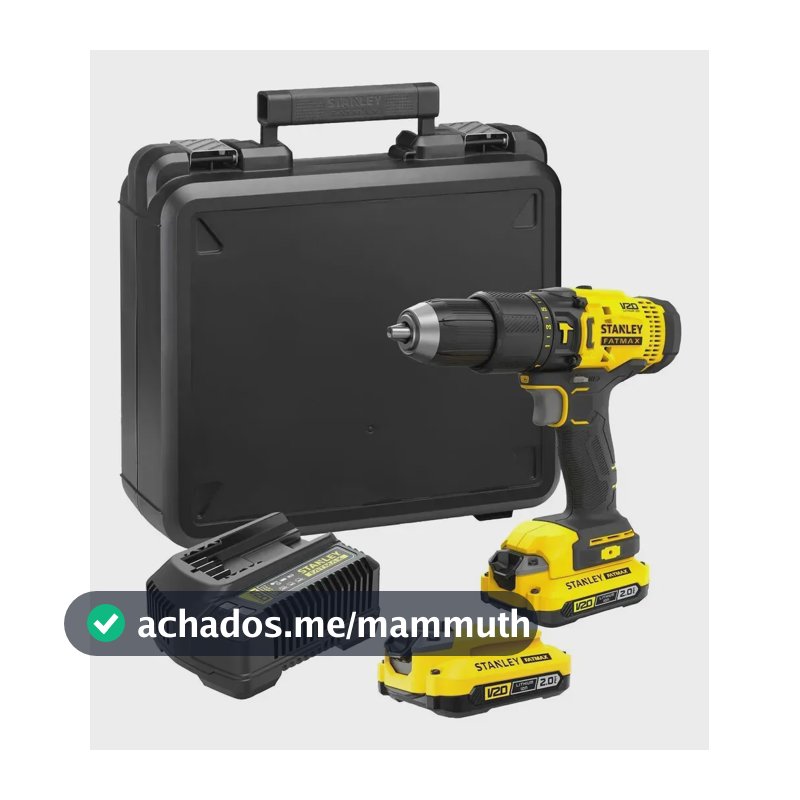 Parafusadeira Furadeira de Impacto Stanley 13mm 2 Baterias 2Ah 20V, Carregador e Maleta SCD711D2K-BR