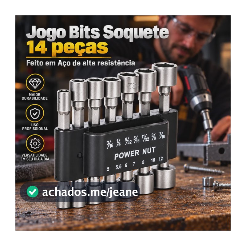 Jogo Bits Soquete Parafusadeira Canhão Chaves Pito 14 Peças