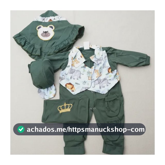 Saida Maternidade Verde Menino Roupinha Bebe Verde 0-1 M