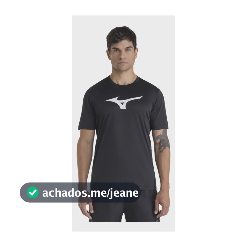 Camiseta Masculina Run Spark Mizuno Preto Liso M Lisa