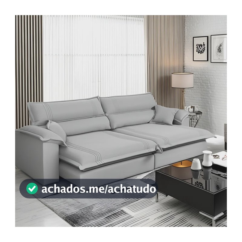 Sofá Retrátil Reclinável 2,50m Nivus Cinza Molas Ensacadas - King House