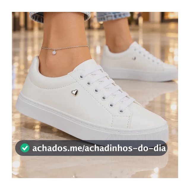 Tenis Branco Feminino Casual Academia Bordado Confortável