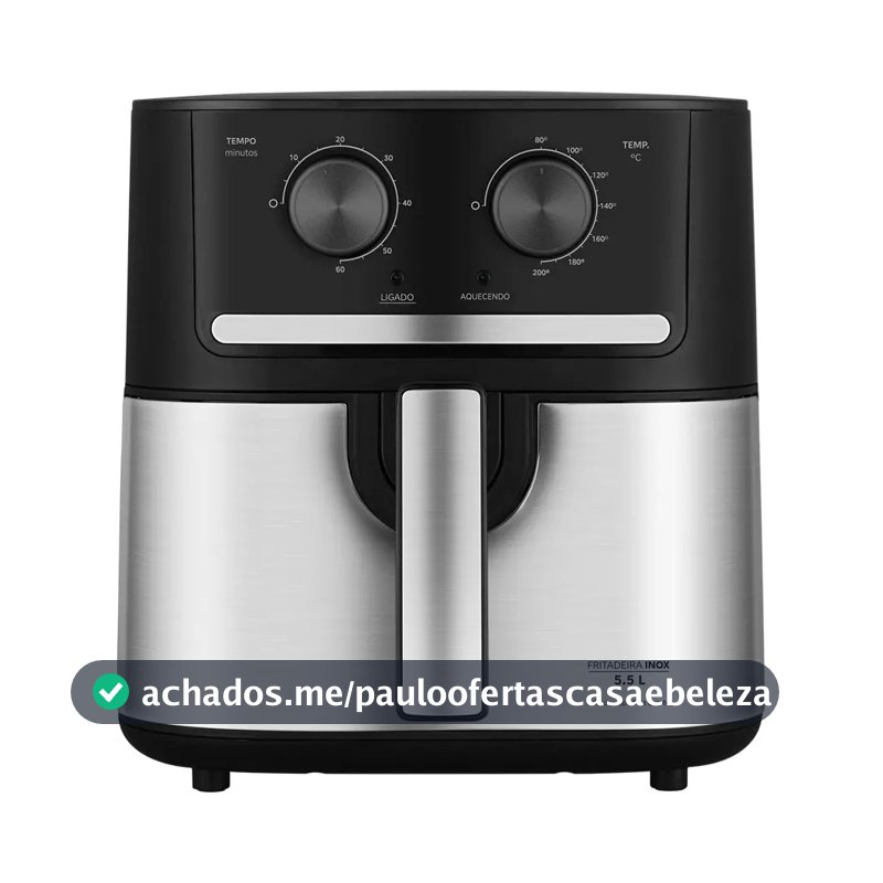 Fritadeira Air Fryer 5,5l Cyclone Preto E Inox Midea