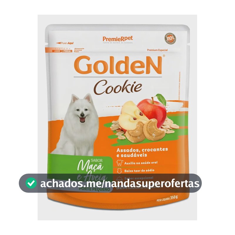 Biscoitos Golden Cookie Cães Adultos Maçã E Aveia